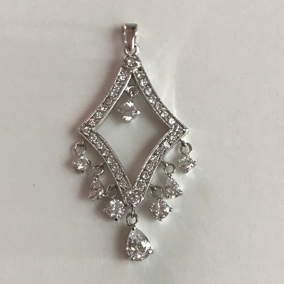 Jewelry - Silver rhodium pendant with cubic zirconia!.